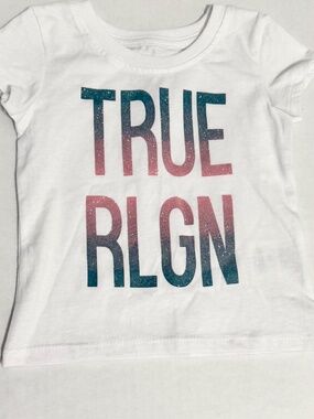 True Religion Top/Shirt White w/Glittery LOGO Little Girl Sz 24M Excellent Cond